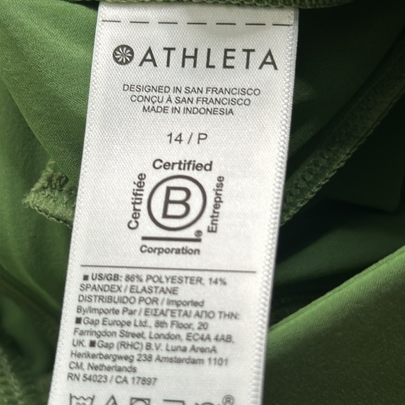 Athleta Brooklyn ankle pants size 14p green new with tags active wear - Picture 14 of 14
